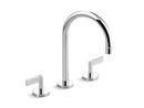 3-Hole Widespread Basin Set with Double Cross Handle and Gooseneck Spout in Nickel Silver