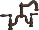 ROHL&reg; Tuscan Brass Bridge Kitchen Faucet with Double Lever Handle 