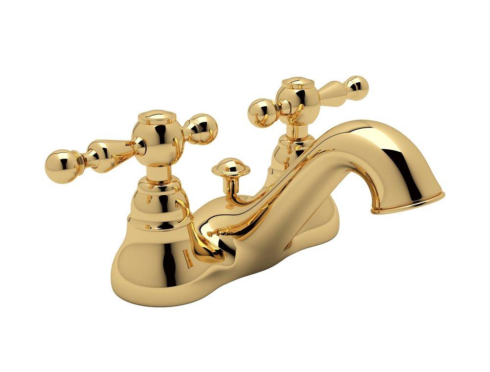 ROHL&reg; Inca Brass Bathroom Sink Faucet with Double Cross Handle 