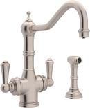 Two Handle Kitchen Faucet with Side Spray in Satin Nickel