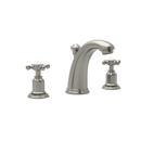 Perrin & Rowe Satin Nickel Widespread Bathroom Sink Faucet with Double Cross Handle 