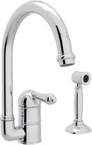 1-Hole Column Spout Kitchen Faucet with Single Metal Lever Handle and Sidespray in Polished Chrome