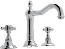 Deckmount Widespread Bathroom Sink Faucet with Double Crystal Cross Handle in Polished Chrome