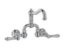 ROHL&reg; Polished Chrome Wall Mount Bridge Bathroom Sink Faucet with Double Metal Lever Handle 