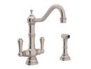 Perrin & Rowe&reg; Satin Nickel 1-Hole Kitchen Mixer with Double Lever Handle and Sidespray 