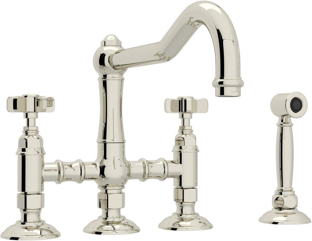 ROHL&reg; Polished Nickel Two Handle Bridge Kitchen Faucet 