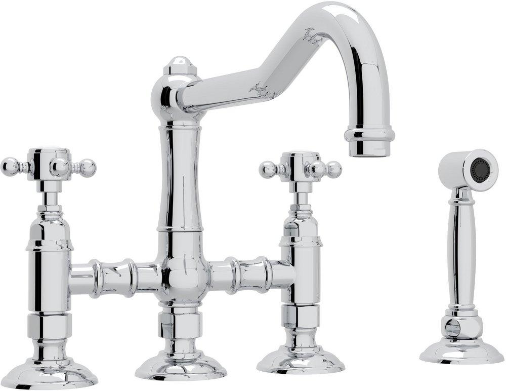 ROHL&reg; Polished Chrome Two Handle Bridge Kitchen Faucet 