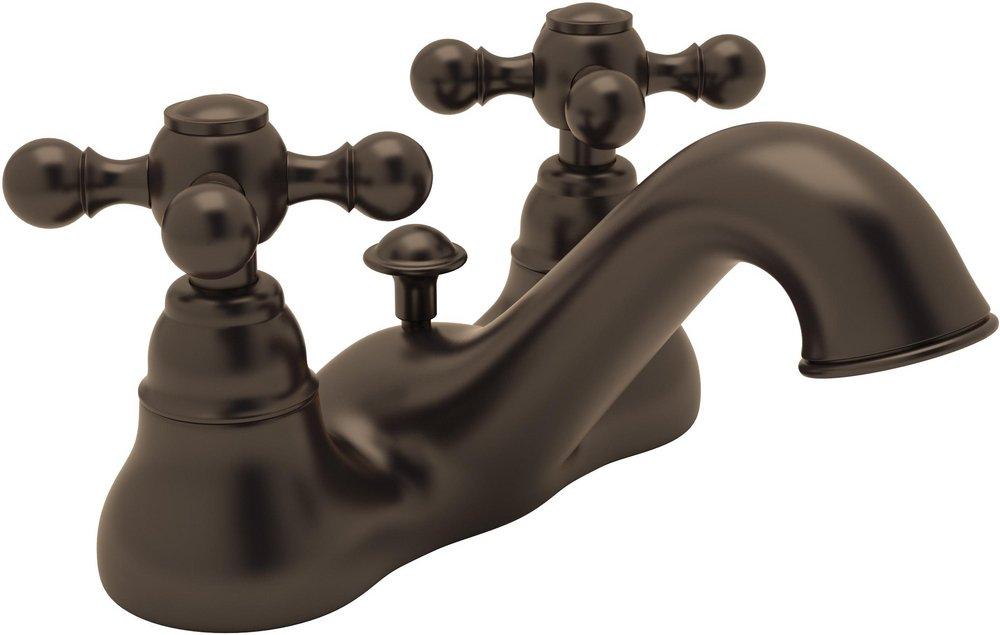 ROHL&reg; Tuscan Brass Bathroom Sink Faucet with Double Cross Handle 