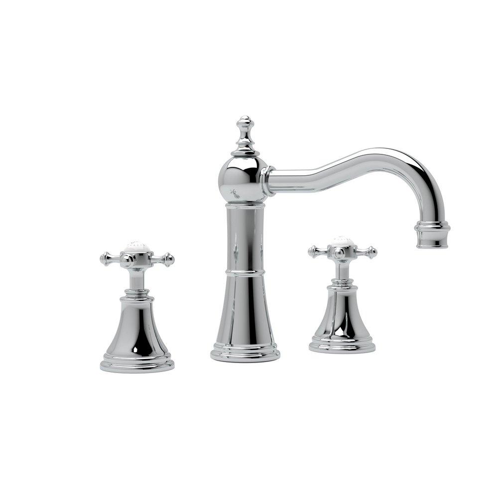 Perrin & Rowe&reg; Polished Chrome 1.2 gpm 3-Hole Widespread Lavatory Faucet with Double Cross Handle 