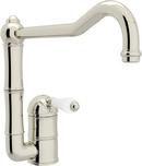 1-Hole Kitchen Faucet with Single Porcelain Lever Handle and 11 in. Column Spout in Polished Nickel