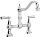 2-Hole Bridge Kitchen Mixer with Double Lever Handle in Polished Chrome