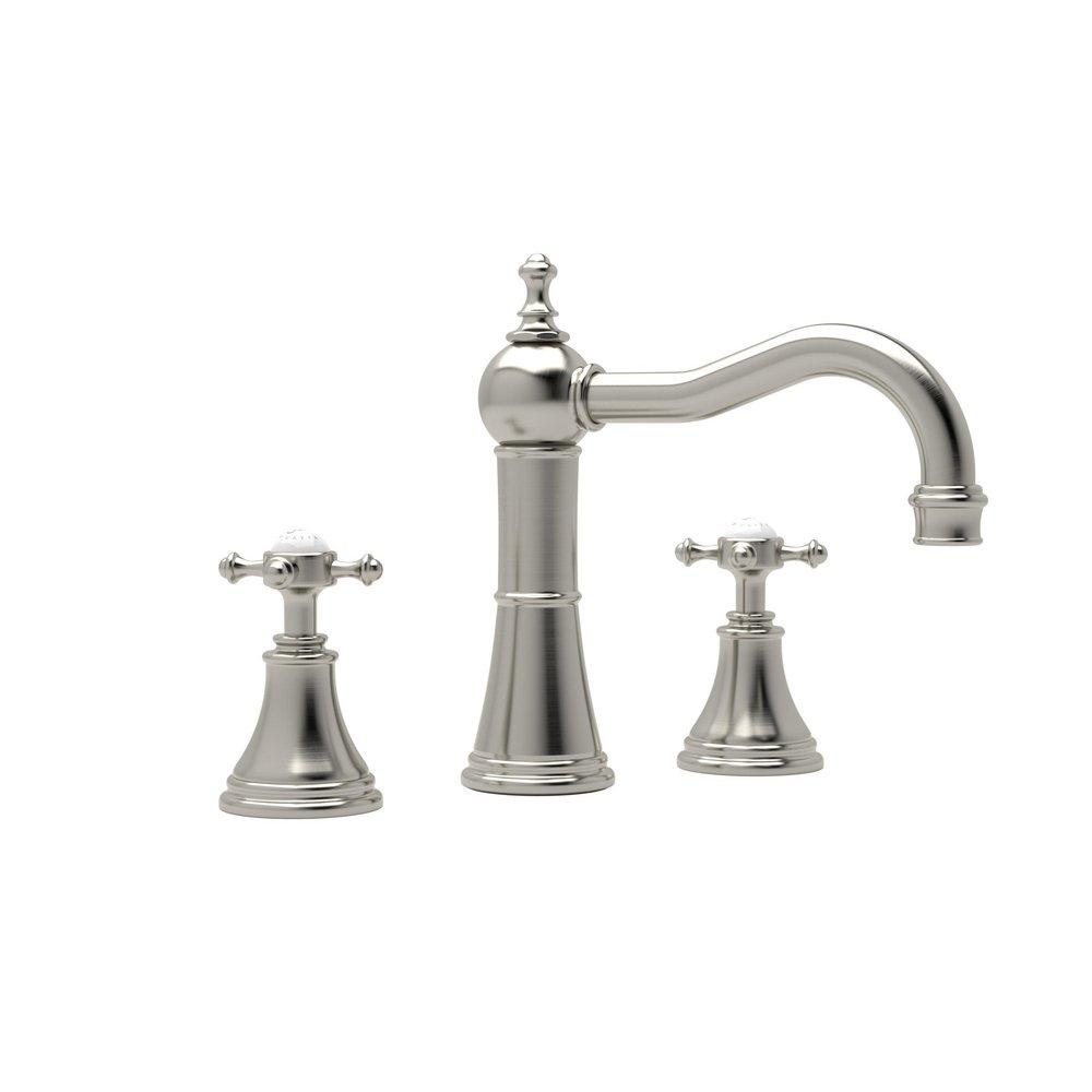 Perrin & Rowe&reg; Satin Nickel 1.2 gpm 3-Hole Widespread Lavatory Faucet with Double Cross Handle 
