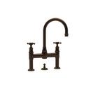 Perrin & Rowe&reg; English Bronze 2-Hole Deckmount Bridge Lavatory Faucet with Double Cross Handle 
