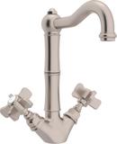1-Hole Deckmount Bar Faucet with Double Five Spoke Handle in Satin Nickel
