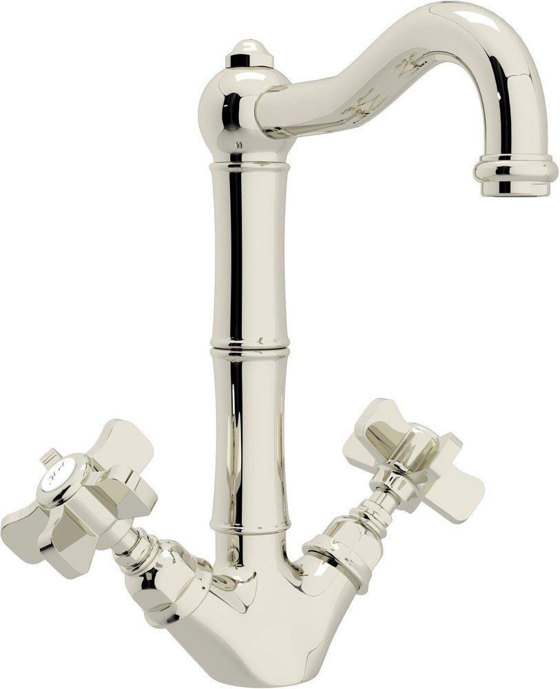 ROHL&reg; Polished Nickel 1-Hole Deckmount Bar Faucet with Double Five Spoke Handle 