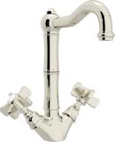 1-Hole Deckmount Bar Faucet with Double Five Spoke Handle in Polished Nickel