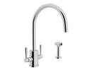 1.8 gpm 1-Hole Column Spout Kitchen Faucet with Round Body and Sidespray in Polished Chrome