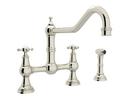 Perrin & Rowe&reg; Polished Nickel Two Handle Bridge Widespread Kitchen Faucet 