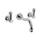 Wall Mount Bathroom Sink Faucet with Double Metal and Porcelain Lever Handle in Polished Chrome