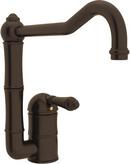 1-Hole Kitchen Faucet with Single Metal Lever Handle and Column Spout in Tuscan Brass