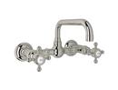 Two Handle Wall Mount Bridge Bathroom Sink Faucet in Polished Nickel