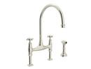 Perrin & Rowe Polished Nickel Two Handle Bridge Kitchen Faucet 