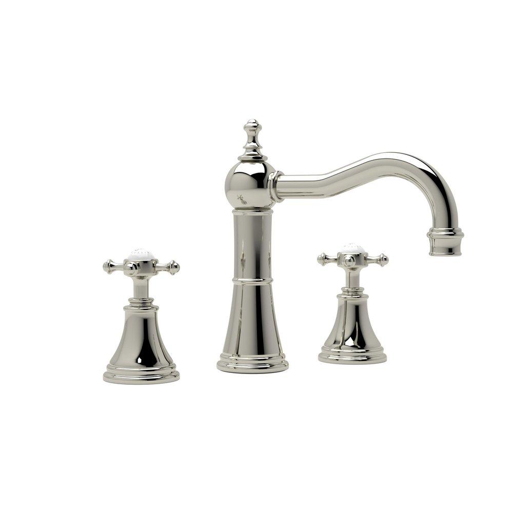 Perrin & Rowe Polished Nickel Two Handle Widespread Bathroom Sink Faucet 