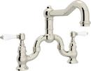 Bridge Kitchen Faucet with Double Porcelain Lever Handle in Polished Nickel