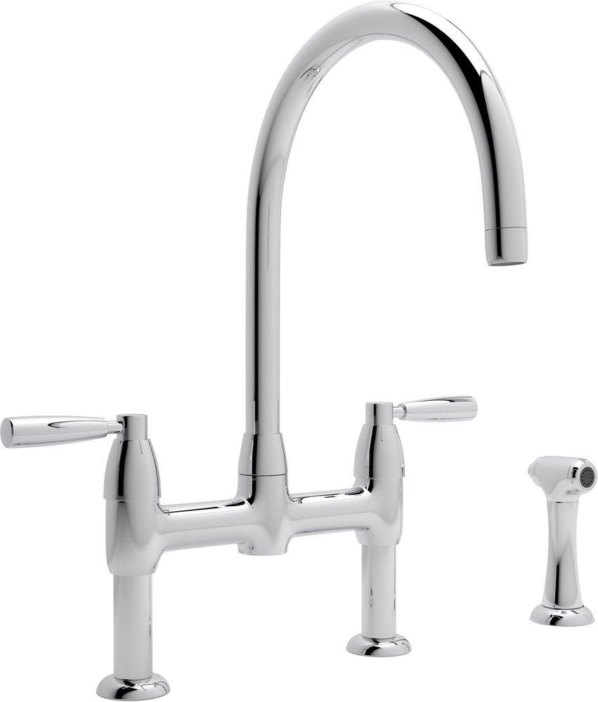 Perrin & Rowe Polished Chrome Two Handle Bridge Kitchen Faucet 