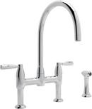 Two Handle Bridge Kitchen Faucet with Side Spray in Polished Chrome