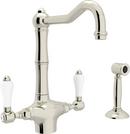 ROHL&reg; Polished Nickel 1.5 gpm Double Lever Handle Deckmount Kitchen Sink Faucet Column Spout IPS Connection 