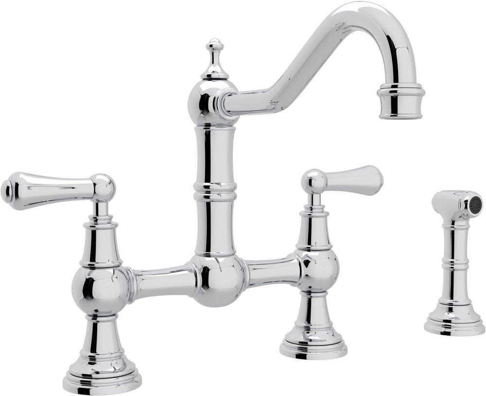 Perrin & Rowe Polished Chrome Two Handle Bridge Kitchen Faucet 