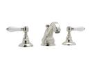 Deckmount Widespread Bathroom Sink Faucet with Double Porcelain Lever Handle in Polished Nickel