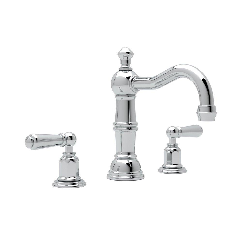 Perrin & Rowe Polished Chrome Two Handle Widespread Bathroom Sink Faucet 