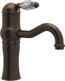 Deckmount Bathroom Sink Faucet with Single Crystal Lever Handle in Tuscan Brass