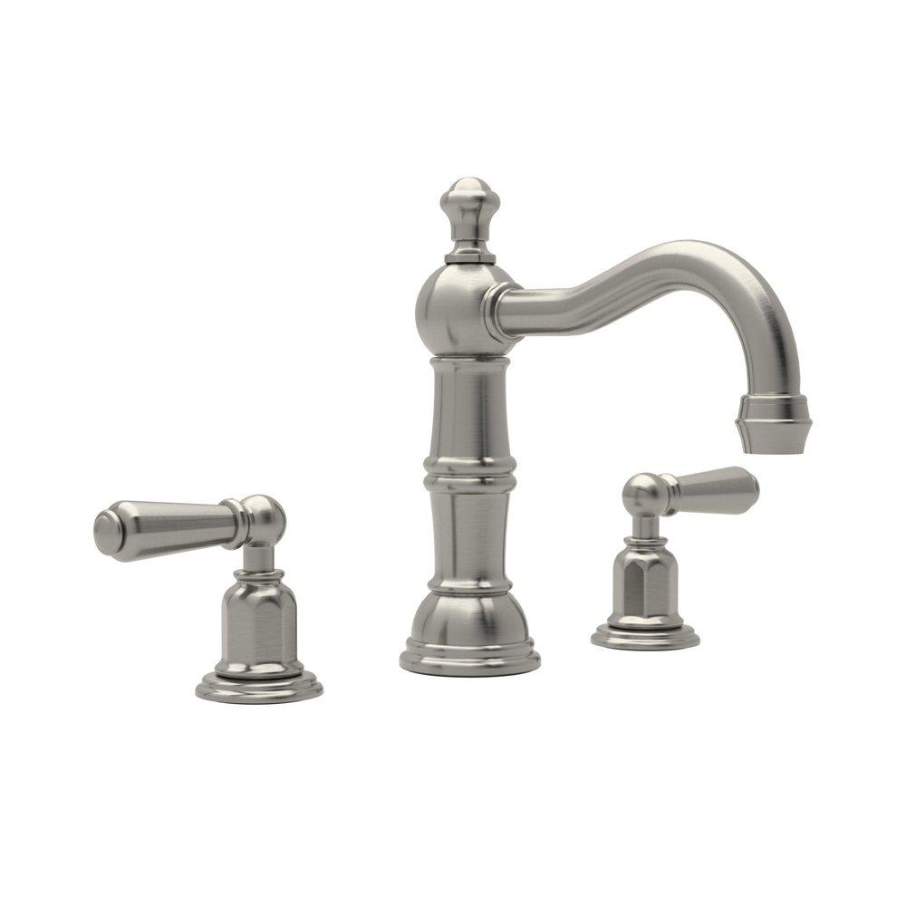 Perrin & Rowe Satin Nickel Two Handle Widespread Bathroom Sink Faucet 