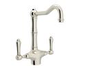1.5 gpm Double Lever Handle Deckmount Kitchen Sink Faucet Column Spout IPS Connection in Polished Nickel