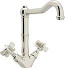 1-Hole Kitchen Faucet with Five Spoke Handle and Column Spout in Polished Nickel