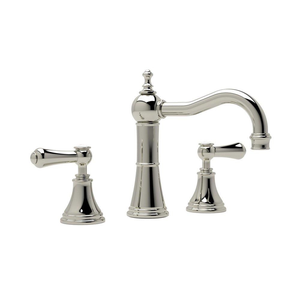 Perrin & Rowe Polished Nickel Two Handle Widespread Bathroom Sink Faucet 