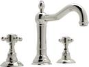 Deckmount Widespread Bathroom Sink Faucet with Double Crystal Cross Handle in Polished Nickel