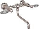 ROHL&reg; Satin Nickel Wall Mount Bridge Bathroom Sink Faucet with Double Crystal Lever Handle 