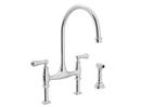 Perrin & Rowe Polished Chrome Two Handle Bridge Kitchen Faucet with Side Spray 