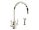 Perrin & Rowe&reg; Polished Nickel 1.8 gpm 1-Hole Column Spout Kitchen Faucet with Round Body and Sidespray 
