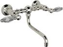 Wall Mount Bridge Bathroom Sink Faucet with Double Crystal Lever Handle in Polished Nickel