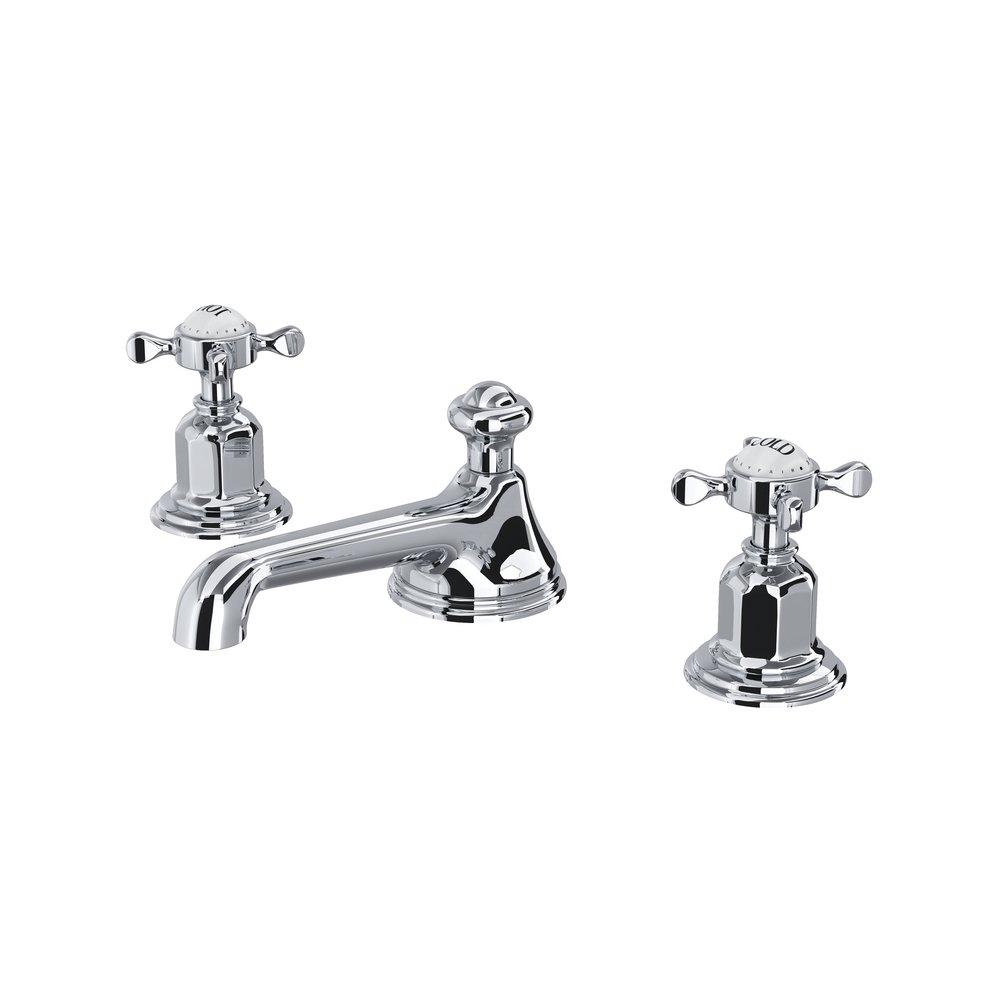 Perrin & Rowe Polished Chrome Two Handle Bathroom Sink Faucet 