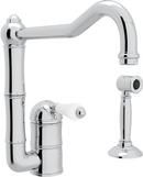 1-Hole Kitchen Faucet with Single Porcelain Lever Handle and Column Spout in Polished Chrome