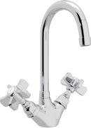 1-Hole Kitchen and Bar Faucet with Five Spoke Handle in Polished Chrome