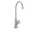 Kitchen Column Spout Filter Faucet with Single Cross Handle and 4-11/16 in. Spout Reach in Satin Nickel