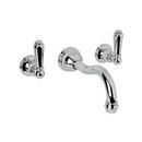 Wall Mount Widespread Bathroom Sink Faucet with Double Lever Handle in Polished Chrome