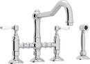ROHL&reg; Polished Chrome 4-Hole Bridge Kitchen Faucet with Double Porcelain Lever Handle and Sidespray 